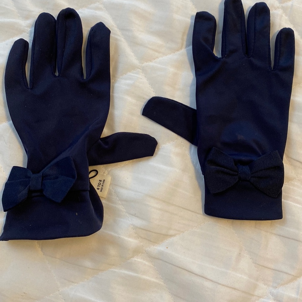 Girls navy formal gloves
